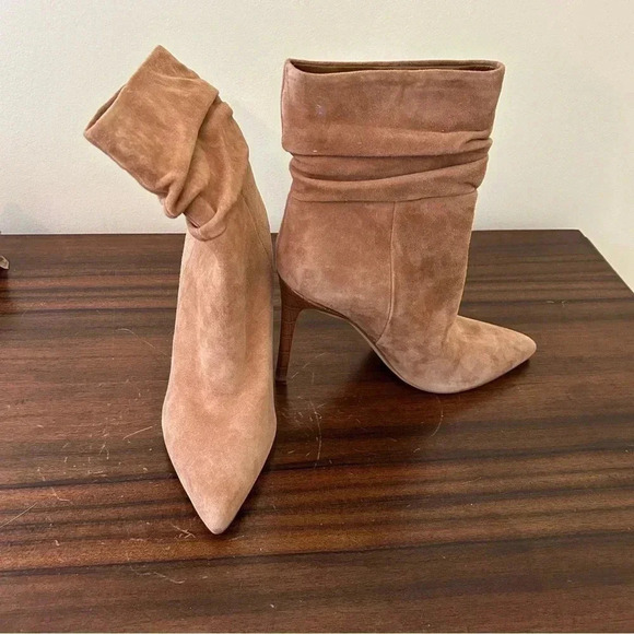 Marc Fisher Rayya Heeled Dress Bootie in Tan Suede - Picture 3 of 12